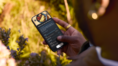 
  Person holding a phone that has food on the screen

