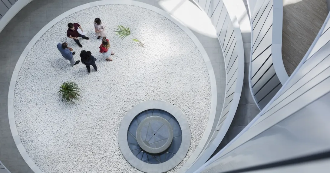 
  Executives gathered for a conference 
